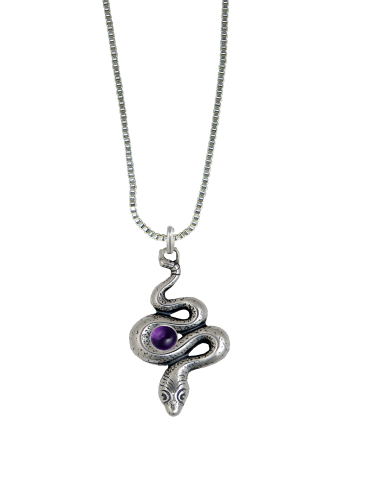 Sterling Silver Little Snake Pendant With Amethyst